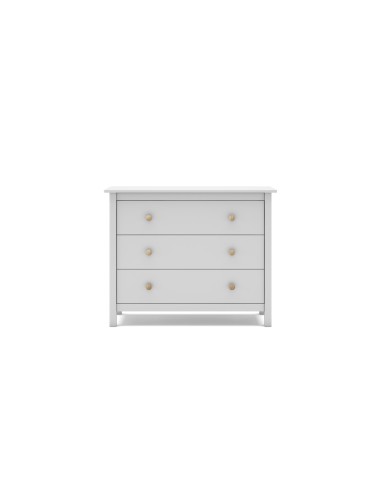 Cômoda Nora 100 x 80, em pinho branco e 3 gavetas
