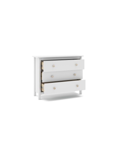 Cómoda Nora 100 x 80, en pino blanco y 3 cajones.