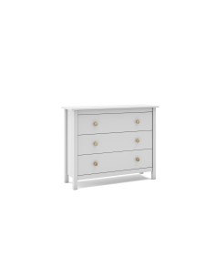 Cômoda Nora 100 x 80, em pinho branco e 3 gavetas