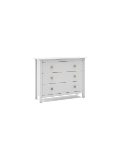 Cómoda Nora 100 x 80, en pino blanco y 3 cajones.