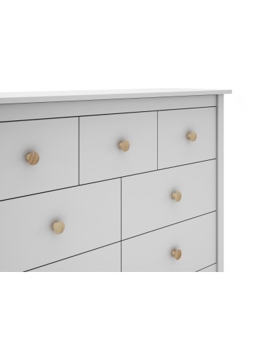 Cômoda Nora 110 x 80, em pinho branco e 7 gavetas