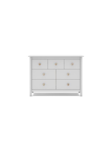 Comoda Nora 110 x 80, en pino blanco y 7 cajones
