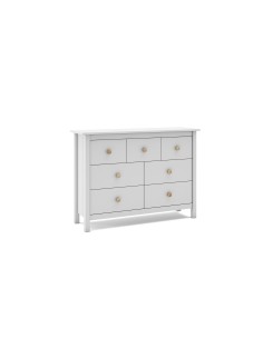 Cômoda Nora 110 x 80, em pinho branco e 7 gavetas