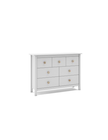 Comoda Nora 110 x 80, en pino blanco y 7 cajones