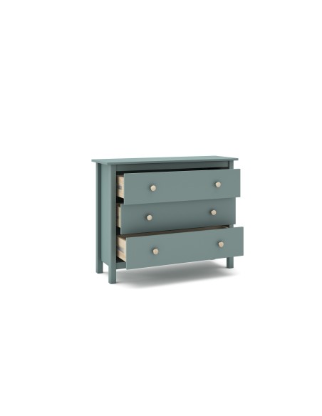 Cômoda Nora 100 x 80, em pinho verde e 3 gavetas