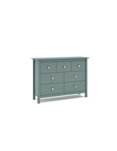 Comoda Nora 110 x 80, en pino verde y 7 cajones