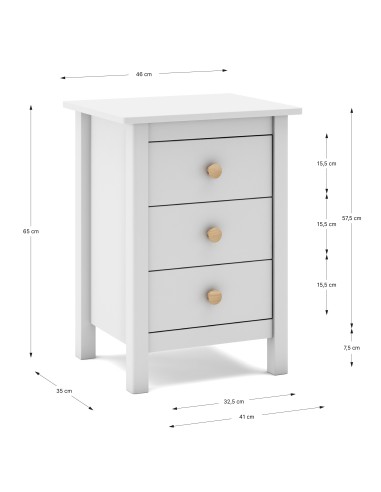 Mesa de cabeceira Nora 46 x 65, em pinho branco...