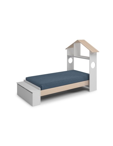 Cama infantil ODESSA de 90 en MDF blanco y pino...