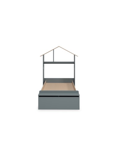 Cama infantil ODESSA de 90 en MDF verde y pino...