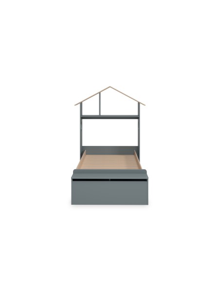 Cama infantil ODESSA de 90 en MDF verde y pino cera