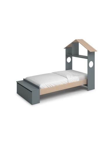 Cama infantil ODESSA de 90 en MDF verde y pino...