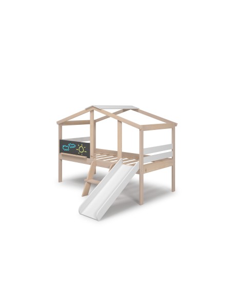 Cama infantil TOBOGAN de 90 em MDF branco e pinho cera