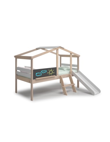 Cama infantil TOBOGAN de 90 en MDF blanco y...