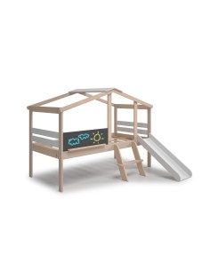 Cama infantil TOBOGAN de 90 em MDF branco e pinho cera