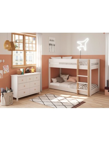 Cômoda Nora 110 x 80, em pinho branco e 7 gavetas