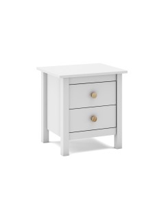 Mesa de cabeceira Nora 46 x 50 cm, em pinho branco e 2...