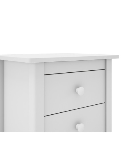 Mesa de cabeceira Nora 46 x 50 cm, em pinho branco e 2 gavetas
