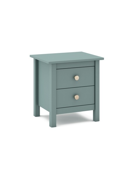 Mesa de cabeceira Nora 46 x 50, em pinho verde e 2 gavetas