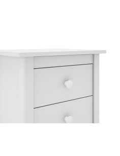 Mesa de cabeceira Nora 46 x 65, em pinho branco e 3 gavetas 2