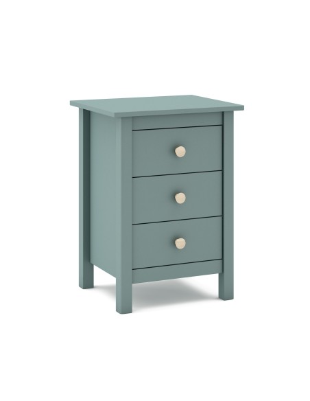 Mesa de cabeceira Nora 46 x 65, em pinho verde e 3 gavetas