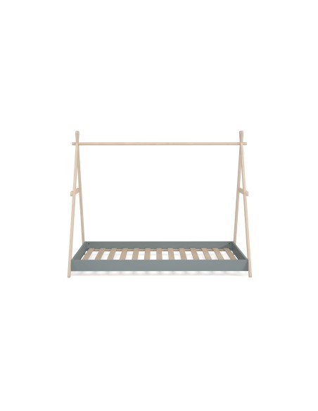 Cama infantil cabine TRUFA 90 cm em MDF verde e pinho cera