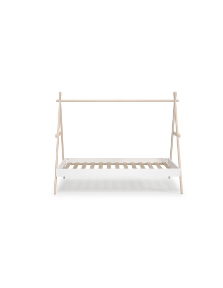 Cama infantil cabine TRUFA 90 cm em MDF branco e pinho cera