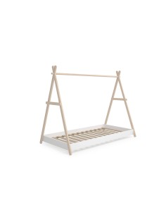 Cama infantil de 90 cm cabaña TRUFA en MDF blanco y pino...