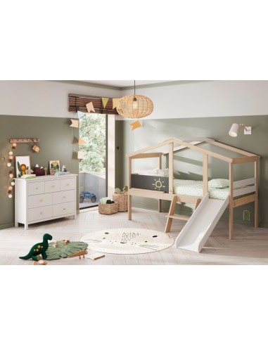 Cama infantil TOBOGAN de 90 en MDF blanco y...