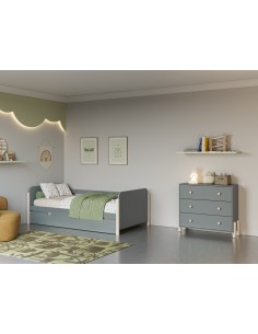 Cómoda ENOLA com 3 gavetas 90 x 80, em MDF verde e pinho... 2