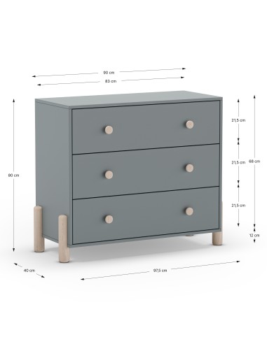 Cómoda ENOLA com 3 gavetas 90 x 80, em MDF...