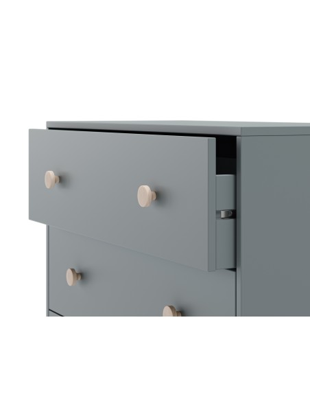 Cómoda 3 cajones ENOLA 90 x 80, en MDF verde y pino cera