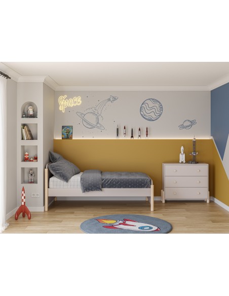 Cómoda com 3 gavetas ENOLA 90 x 80, MDF creme e pinho cera.