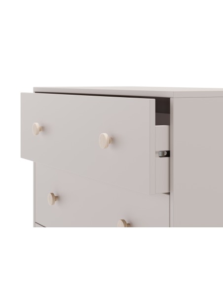 Cómoda com 3 gavetas ENOLA 90 x 80, MDF creme e pinho cera.