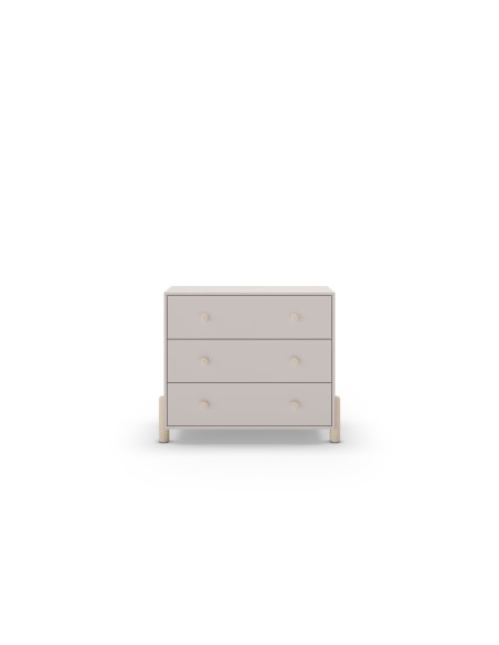 Cómoda com 3 gavetas ENOLA 90 x 80, MDF creme e pinho cera.