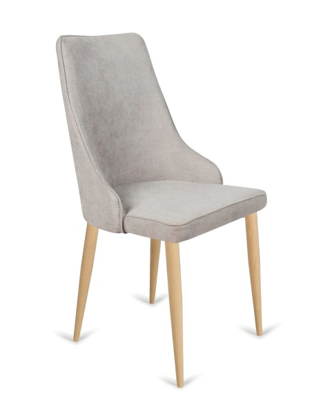 Silla de diseño moderno OGAN, tela lido y metal simil a MADERA