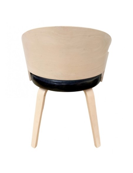 Silla con brazos nordic TRANSIT, madera de hevea y similpiel negra