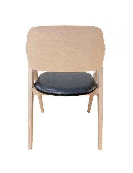 Silla con brazos nordic GODI, madera de hevea y similpiel negro