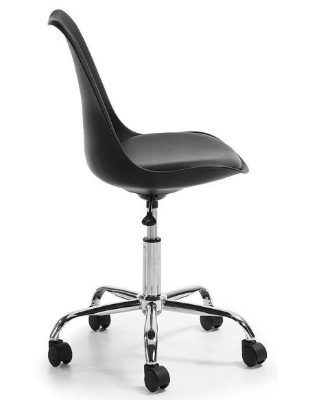 SILLA OFICE ORLANDO CROM PLASTICO NEGRO COJIN SIMILPIEL  SILLA OFICE ORLANDO CROM PLASTICO NEGRO COJIN SIMILPIEL