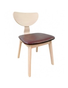 Silla nórdica GENO, madera de hevea y similpiel marrón