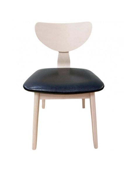 Silla nórdica GENO, madera de hevea y similpiel negro