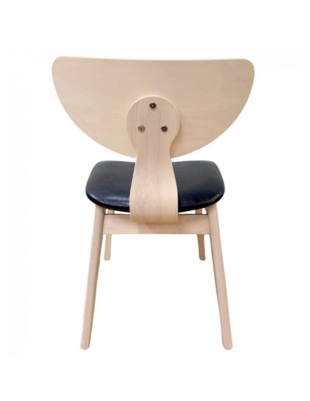 Silla nórdica GENO, madera de hevea y similpiel negro