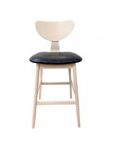 Taburete nórdico GENO 73, madera de hevea y similpiel negro 2