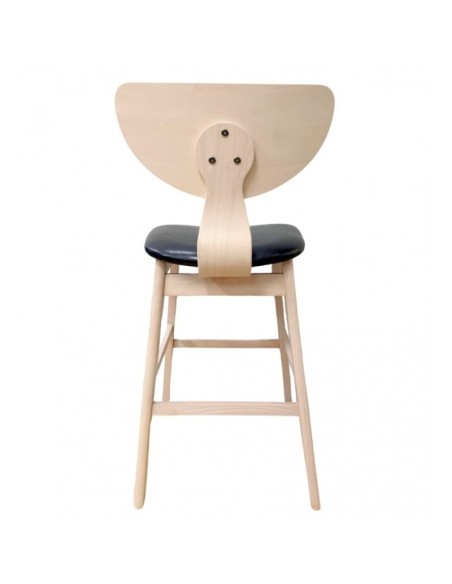 Taburete nórdico GENO 73, madera de hevea y similpiel negro