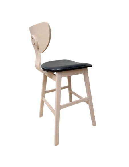 Taburete nórdico GENO 73, madera de hevea y similpiel negro