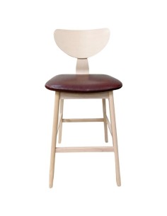 Taburete nórdico GENO 73, madera de hevea y similpiel marrón 2