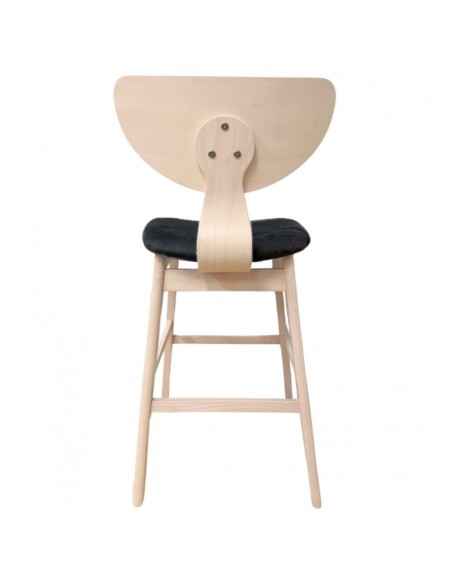 Taburete nórdico GENO 73, madera de hevea y tejido velvet gris oscuro