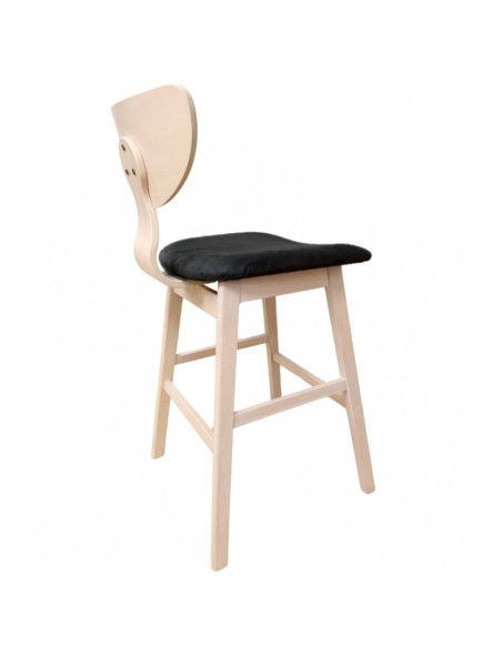 Taburete nórdico GENO 73, madera de hevea y tejido velvet gris oscuro