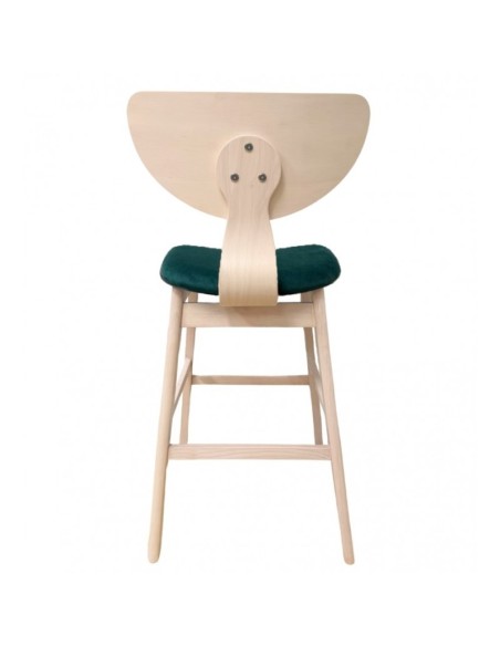 Taburete nórdico GENO 73, madera de hevea y tejido velvet verde