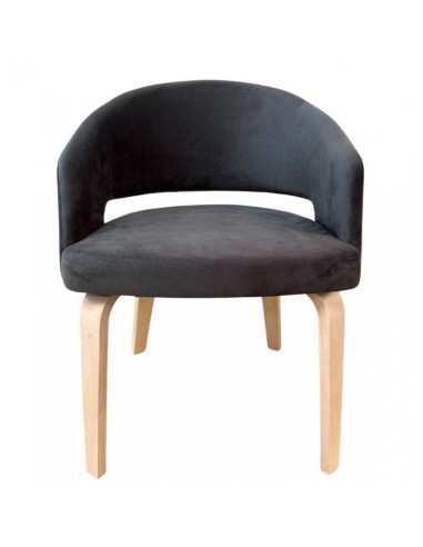 Silla con brazos RACE, madera de hevea y velvet...