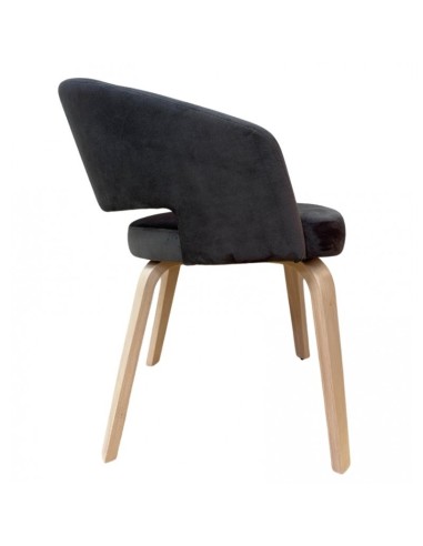 Silla con brazos RACE, madera de hevea y velvet...